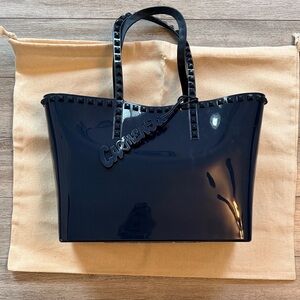 Carmen Sol Glossy Navy Studded Tote